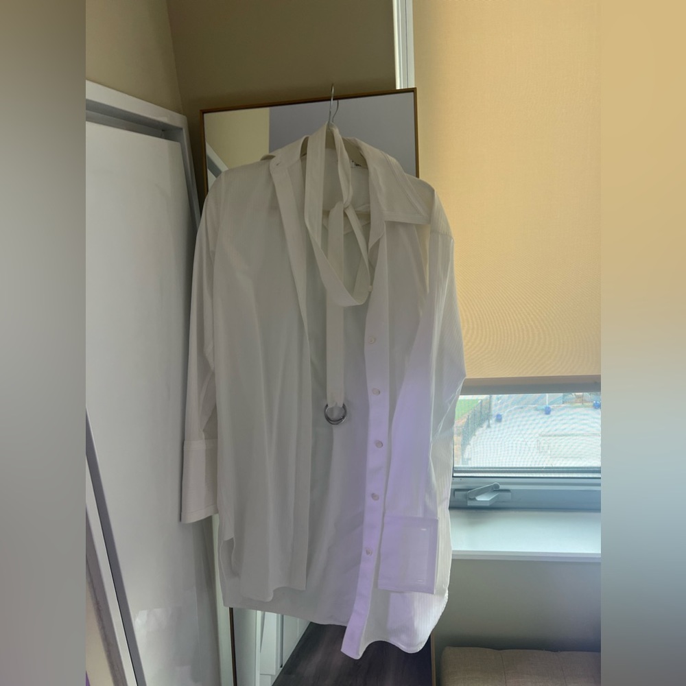 Helmut Lang long blouse with detachable loop belt